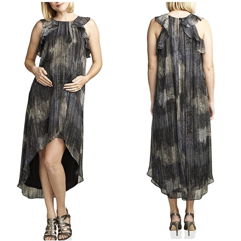 Maternal America Maternity High Low Chiffon Dress Sz S